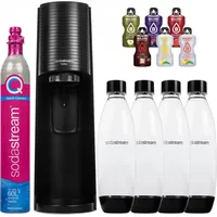 Sodastream Wassersprudler Terra Schwarz mit 4 Flaschen 1L und Sirupset - Schwarz