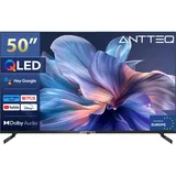 Antteq 4K UHD QLED Q50-AGU1.Q1 Fernseher 50 Zoll Smart TV HDR10 Android TV mit Triple Tuner, App Store (10.000+ Apps), Bluetooth 5.0, Sprachassistent, WLAN 2.4 GHz/5 GHz,Prime Video, Netflix