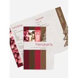 Menükarten Weihnachtsfeier selbst gestalten mit Spruch und Fotos im Onlinedesigner bei Meine-Kartenmanufaktur.de