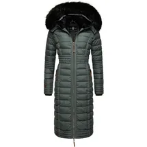 Navahoo Damen Wintermantel Warmer Steppmantel lang mit Kapuze Umay Stormy Blue Gr. XL - XL