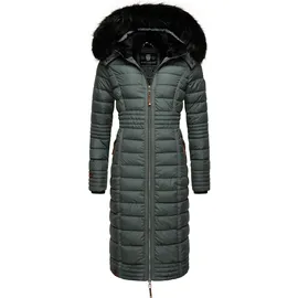 Navahoo Damen Wintermantel Warmer Steppmantel lang mit Kapuze Umay Stormy Blue Gr. XL - XL