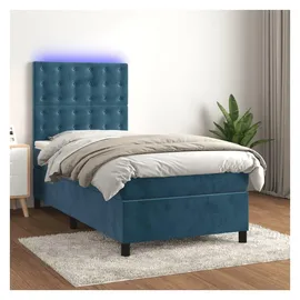 vidaXL Boxspringbett mit Matratze & LED Dunkelblau 140x200 cm Samt
