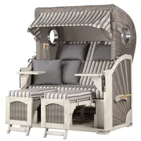 Mr. Deko bene living Strandkorb Komplettset Ammersee Mahagoni washed
