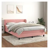 vidaXL Boxspringbett mit Matratze Rosa 140x200 cm Samt