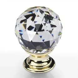 Möbelknopf Kristall Messing 30mm, kristall klar