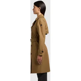 khujo Damen lange Übergangsjacke Mantel klassischer Trenchcoat mit Taillengürtel und Gehschlitz hintenRula2 Canary Green Gr. L - L