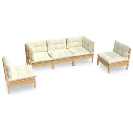 vidaXL Garten-Lounge-Set 5-tlg. creme Kiefer