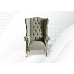 JVmoebel Ohrensessel Grauer Ohrensessel Sessel Couch Polster Sofa Textil Chesterfield (Sessel), Made in Europe grau