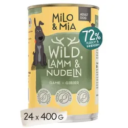 Milo & Mia Wild, Lamm & Nudeln 24x400 g