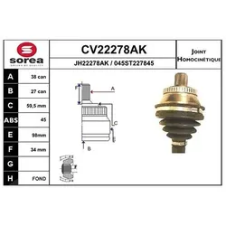 Eai Gelenksatz, Antriebswelle [Hersteller-Nr. CV22278AK] für Audi, Seat, Skoda, VW