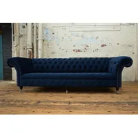 Xlmoebel Sofa Samt Chesterfield Sofa für vier Personen mit Design, Polsterung und, Hergestellt in Europa blau