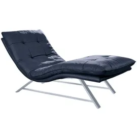 W.Schillig Relaxliege daily dreams Leder 75 x 91 x 170 cm Blau mit Kissen