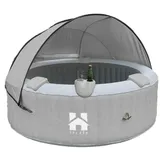 Home Deluxe - Outdoor Whirlpool SPLASH + Kissen, Getränkehalter und Sonnendach - Farbe: Grau, Ausstattung: 4 tlg.