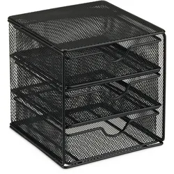 Relaxdays Schreibtischorganizer, Büroablage aus Metallgeflecht, Ablagebox für Bürobedarf, HxBxT: 17 x 16 x 17cm, schwarz