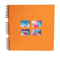 Exacompta 15117E MILANO Spiral-Fotoalbum 360 Fotos 60 schwarze Seiten Format 32 x 32 cm Einband aus orangefarbenem Papier mit Textileffekt Fenster zur individuellen Gestaltung FSC® zertifiziert