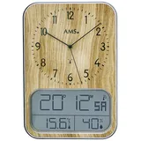 Funkwanduhr AMS, hellbraun, Wanduhren, B/H/L: 23cm x 3cm x 37cm, Quarzuhr,Kunststoff,Wohnzimmer,Esszimmer,Küche,Arbeitszimmer,Büro,Flur