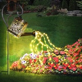 Solar Gießkanne mit Lichterkette Gartendeko für draußen,LED wasserdichte Solar String Lichter draußen, Metall Vintage Märchen Lichter, Solar Laterne für draußen für Rasen Yard Pfad (mit Schäferhaken)