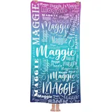 MJARTORIA Personalisiert Strandtuch Microfaser Badetuch mit Namen Kinder Damen, Beach Towel Handtuch Badetuch Stranddecke Schnelltrocknend für Reise Schwimmen Sauna Yoga Fitness 76x152cm Mikrofaser