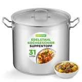 NutriChef Edelstahl Kochtopf 33,1 L Suppentopf mit Deckel