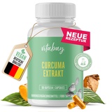 Vitabay Kurkuma Kapseln hochdosiert 1 Kapsel täglich - VEGAN 90 Tabletten 500mg mit Pfeffer - Kurkumin Curcuma Kapseln hochdosiert Curcumin Kapseln hochdosiert Piperin Extrakt Kurkuma Extrakt Kukuma