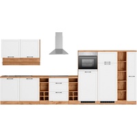 Kochstation Küche »KS-Lana«, 420 cm breit, wahlweise mit oder ohne E-Geräte, weiß