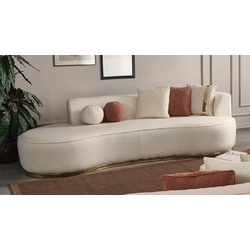 Casa Padrino Luxus Sofa Creme / Gold 270 x 120 x H. 76 cm - Gebogenes Wohnzimmer Sofa - Hotel Sofa - Wohnzimmer Möbel - Hotel Möbel - Luxus Möbel - Luxus Einrichtung - Wohnzimmer Einrichtung