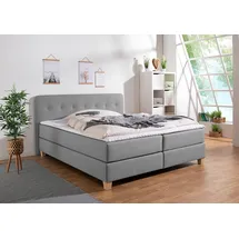 Home Affaire Boxspringbett »Fargo« inkl. Topper, in 3 Matratzenarten, in Samt- oder Strukturstoff grau