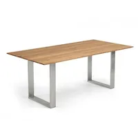 Niehoff Oak Edition Tisch Charaktereiche Facette Kufengestell Edelstahl gebürstet 140x90cm