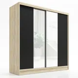 A&J MöbelLand Schwebetürenschrank SOLO 200 x 215 x 59,5 cm Schwarz