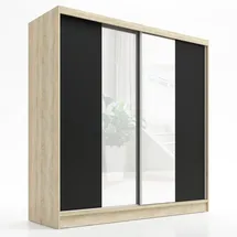 A&J MöbelLand Schwebetürenschrank SOLO 200 x 215 x 59,5 cm Schwarz