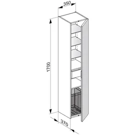 Keuco Edition 11 Hochschrank 35 x 170 cm Anthrazit Seidenmatt/Glas