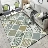 Xiaosua terasse Teppich grün Teppich Wohnzimmer Grünes Blatt Quadratisch Geometrischer Weicher Teppich Anti-Rutsch Teppich Bett 80X120CM Kinder Teppich mädchen 2ft 7.5''X3ft 11.2''