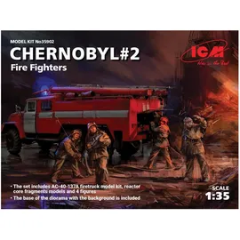 ICM ICM35902 1:35-Chernobyl#2 Fire Fighters(AC-40-137A firetruck&4figur&diora base w.backgrou