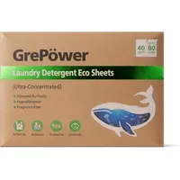 Grepower ultra-konzentrierte, umweltfreundliche Waschmittel-Tabs, 40er-Pack (bis zu ca. 80 Waschladungen), natürliche, pflanzliche Inhaltsstoffe, 8x stärkere Reinigungsleistung, tragbar und platzsparend, ideal für Reisen, reduziert Verpackungsemissionen und Kunststoffverbrauch