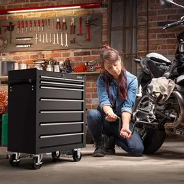 Arebos Werkzeugwagen Stahl 660 mm schwarz leer