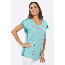Classic Basics Kurzarmshirt CLASSIC BASICS "Kurzarm-Shirt", Damen, Gr. 56, grün (mint, salbei), 100% Baumwolle, gemustert, mehrfarbig, Rundhals, Shirts