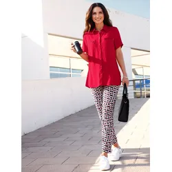 Longbluse INSPIRATIONEN, Damen, Gr. 44, rot, 100% Viskose, unifarben, Kurzarm, Blusen