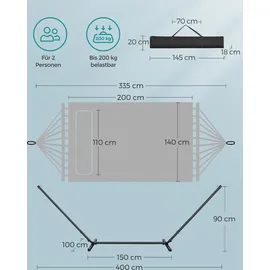 Songmics Hängematte mit Gestell 200 x 100 cm Blau