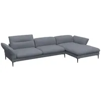 flexlux Ecksofa Salino, Funktionssofa mit Recamiere, Relaxsofa, Ecksofa, Sofa mit Arm- und Kopfteil-Verstellungen, Kaltschaum & Stahl-Wellen blau