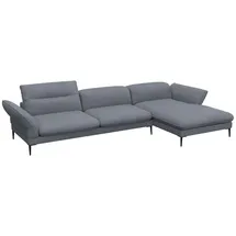 flexlux Ecksofa Salino, Funktionssofa mit Recamiere, Relaxsofa, Ecksofa, Sofa mit Arm- und Kopfteil-Verstellungen, Kaltschaum & Stahl-Wellen blau