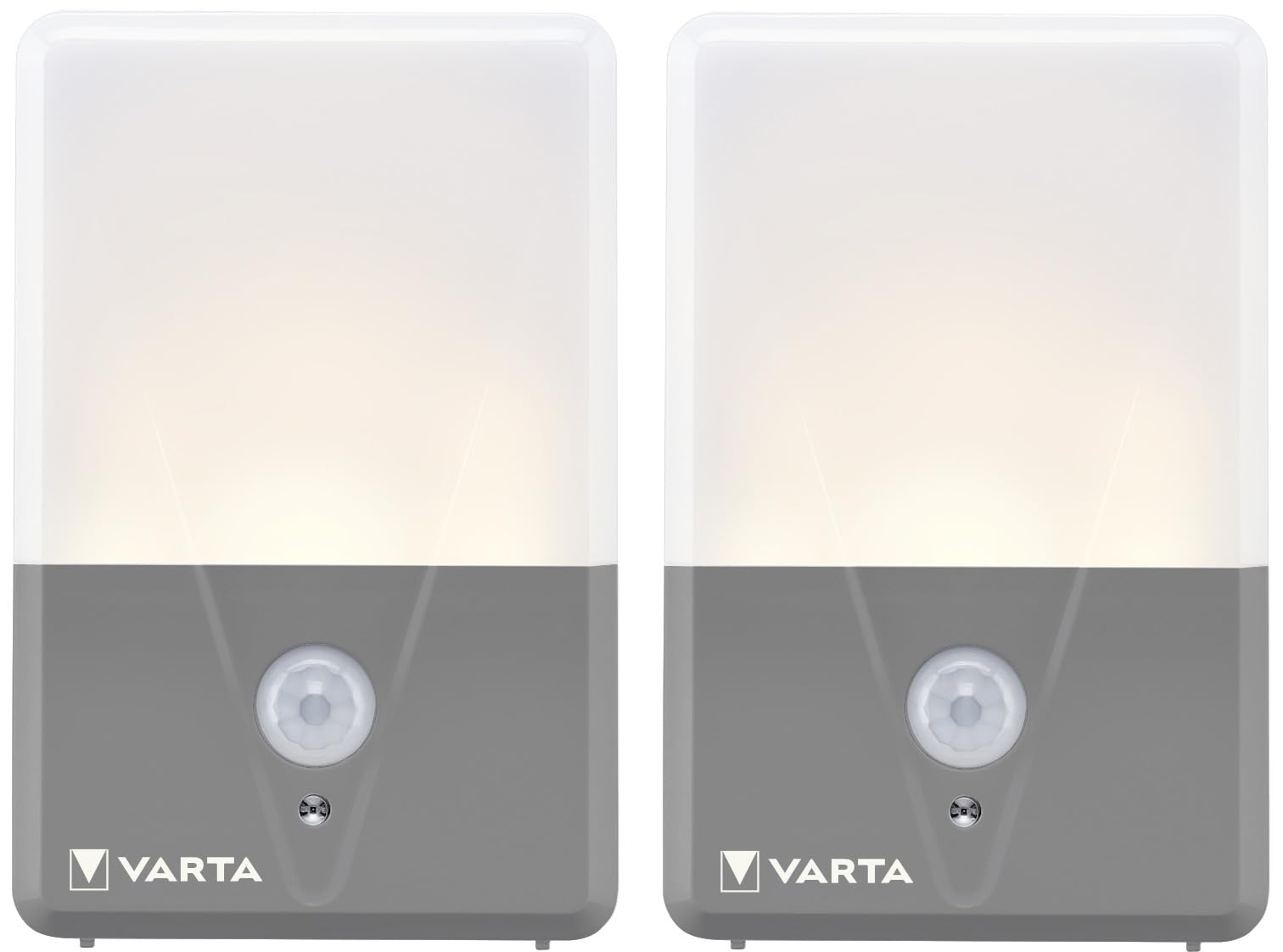 VARTA Nachtlicht mit Bewegungssensor LED, 2 Stück, unbestückt, Motion Sensor Outdoor Light Twin Pack, batteriebetrieben, Installation: Schraube, Magnet oder 3M-Klebeband, Spritzwassergeschützt, Weiß