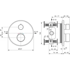 Ideal Standard Ceratherm T25 Duschthermostat Unterputz Chrom  A8582AA