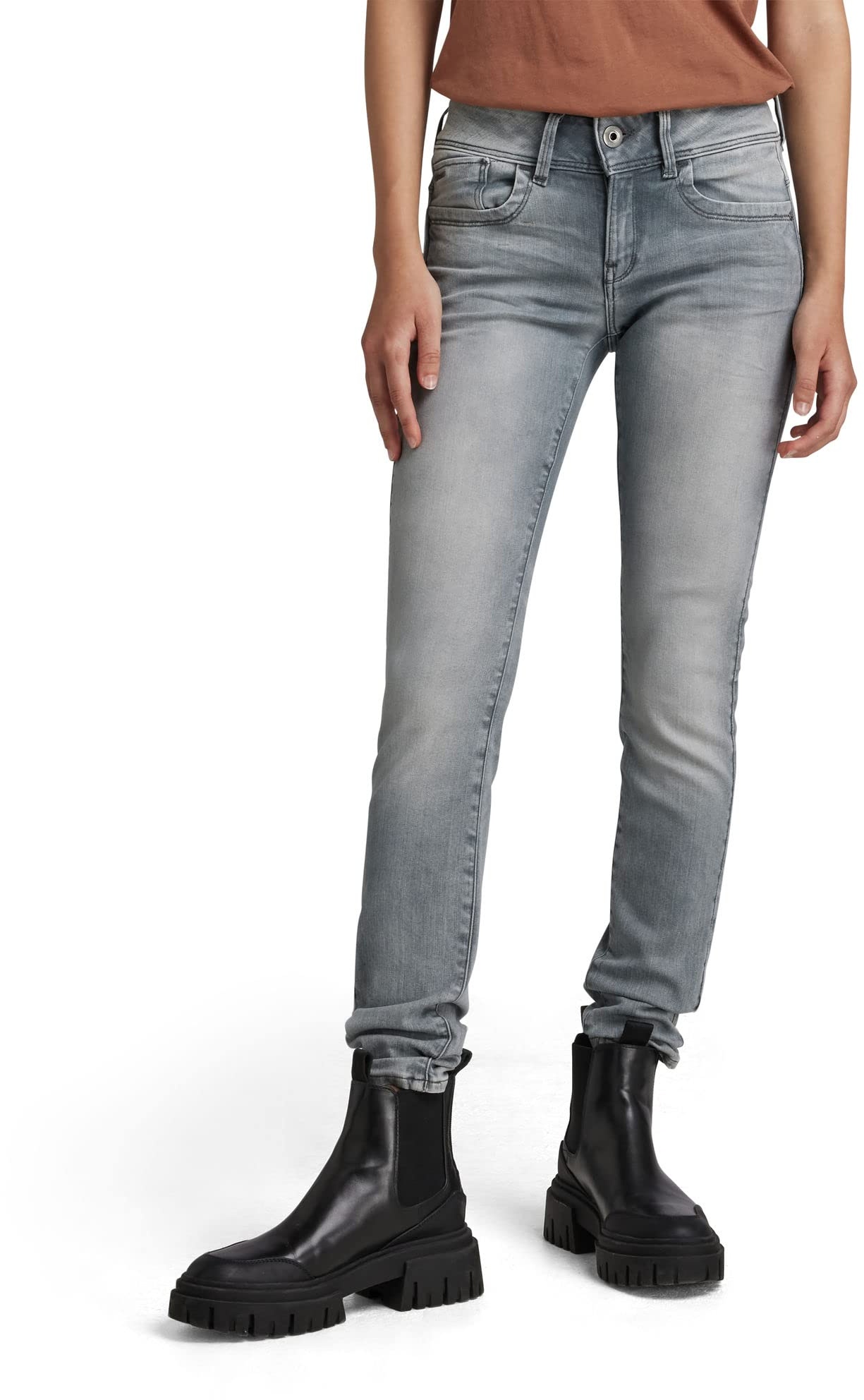 G-STAR RAW Damen Lynn Mid Skinny Jeans, Grau (faded industrial grey D06746-9882-B336), 30W / 36L