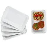 Mambocat 6x Pur Pappteller aus Porzellan 24,5x16cm weiß Servier-Teller Kuchen Burger