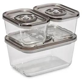 CASO Design Vakuum-Frischebehälter rechteckig schwarz 14,5 x 20 x 9,5 cm 1,5 l 3-teiliges Set