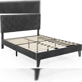 Costway Polsterbett 200 x 180 cm, Doppelbett mit Lattenrost & Kopfteil, Gepolstertes Bettgestell, Plattformbett für Erwachsene