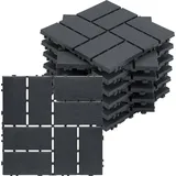 Tolletour 11 Stück Moderne Terrassenfliesen 30x30 Cm – Kunststoff Klickfliesen Für Balkon, Garten & Poolbereich Anthrazit 1 M2