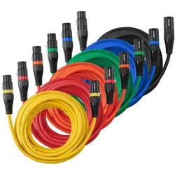 VEVOR XLR-Kabel 6,1m, 6er-Pack, symmetrische DMX-Mikrofonkabel (Stecker auf Buchse), vergoldete 3-polige XLR-Mikrofon-Lautsprecherkabel, für Bühnenbeleuchtung, Mikrofone, Verstärker, Mischpulte