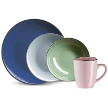 neuetischkultur Kombiservice 16-tlg. Metallic rim vierfarbig
