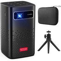 OTHA Mini WiFi Bluetooth, DLP 3D Eingebauter 8000mAh Akku Mini Portabler Projektor (1920x1080 px, Unterstützung 1080P Full HD) schwarz